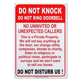 Do Not Knock Do Not Ring Doorbell Do Not Disturb Sign UV Protected 10 X 7 Inch Rust Free 40 Mil Aluminum Sign Reflective Easy to Mount