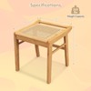 CHARMAID Vanity Stool, Bamboo Ottoman Foot Rest with Rattan Seat,