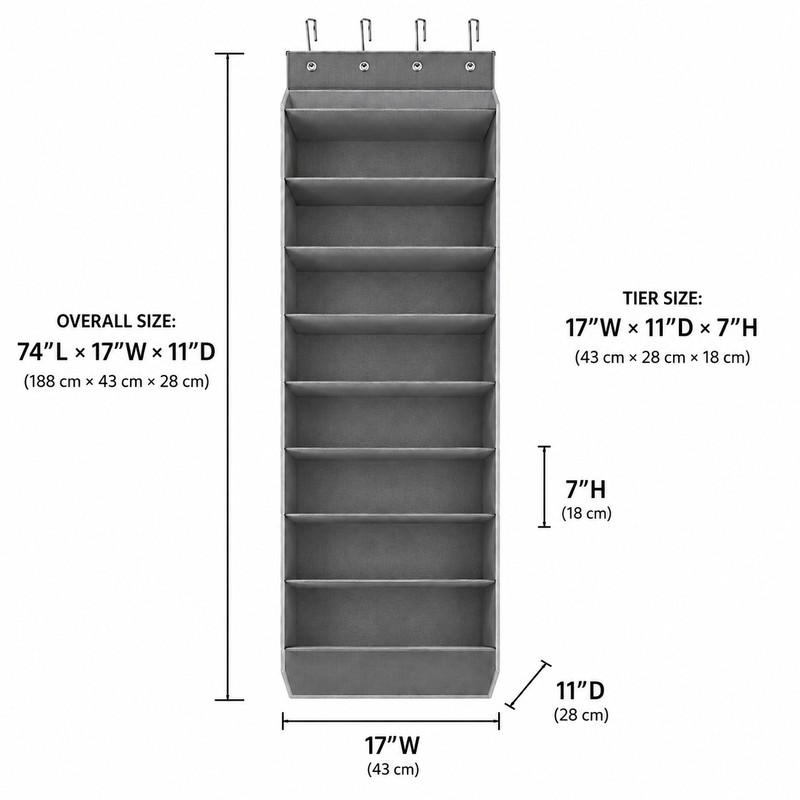 10-Tier Over-the-Door Shoe Organizer with Deep Pockets, Large Hanging Shoe
