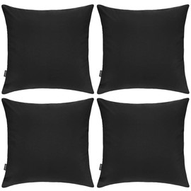 Coddsmz 4 Pack Decorative 100% Cotton Pillow Covers 16x16 Inch Square Cushion Cover Solid Throw Pillowcase for Home Bed Sofa (Black, 4 Pack-16 x 16/40x40cm)