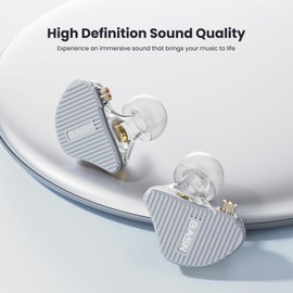 BASN Mix-PD 2-Pin In-Ear Monitor, 1Planar Driver + 1Dynamic Driver Hi-Fi IEM Headphones with CNC Machined Metal Cover, Wired 0.78 mm 2-Pin Removable Cable for Musicians (Silver)