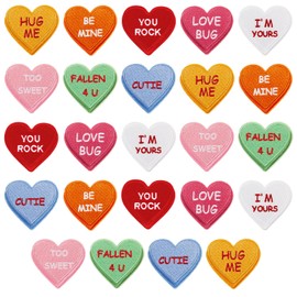 24 Pcs Heart Shaped Iron on Patches Love Applique Patches Embroidered Appliques for Clothes Cute Heart Patch Sew on Fabric Patches for Clothes Jackets Backpack Repairing Decorations (Candy Color)