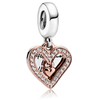 Generic Sparkling Freehand Heart Dangle Charm for Bracelets Necklaces,925 Sterling