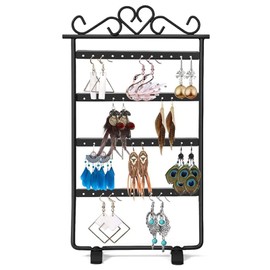 Monsully Jewellery Stand Holder, Earring Stand, Jewellery Holder, Wall Metal Jewellery Storage, Total 48 Storage Holes in 4 Layers, Jewellery Tree for Earrings, Necklaces and Rings