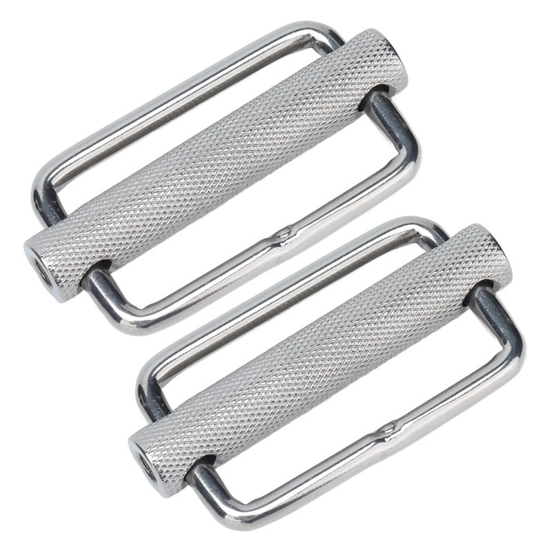 2Pcs Slide Buckle 316 Stainless Steel Rectangle Adjustable Knurled Roller