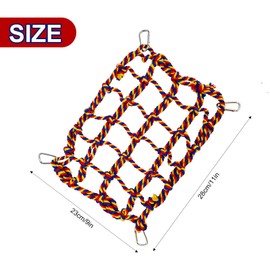 Parrot Toys Colorful Woven Climbing Net with 4 Hooks, Bird Toys Hanging Swing Net, Rat Toys Cotton Hanging Hammock Rope Net for Bird, Parrot, Small Animal, Hamster, Squirrel, Chinchillas (C)