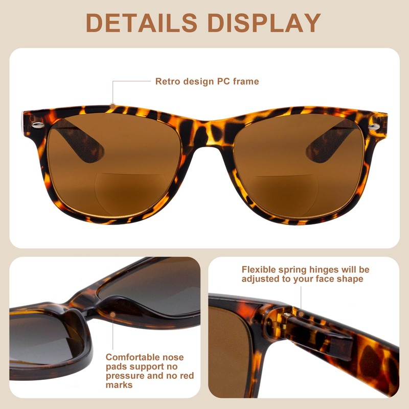 OKH Classic Retro Frame Unisex Bifocal Reading Sunglasses Sunglasses for