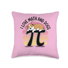 Funny I Love Math and Dogs Cute Pi Symbol Nerdy Design Throw Pillow