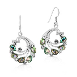 Spirit of Grace Peacock Abalone Shell .925 Sterling Silver Necklace Earrings Set