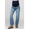 PinkBlush Blue Straight Leg Frayed Hem Maternity Jeans