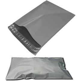 100 Pack Grey Colour Plastic Polythene Peel + Seal Mailing Postal Bags Large Size 12 x 16" / 305 x 405mm Self Seal Packing Packaging Postage Mail Sacks Envelopes Mailers