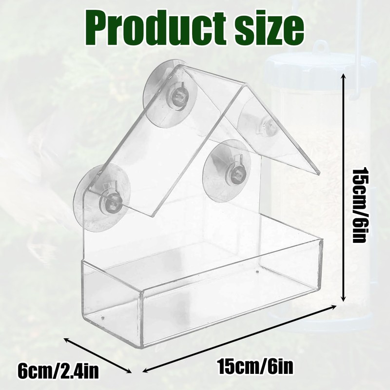 Window Bird Feeder – Clear Acrylic Bird Feeder, See-Through Design