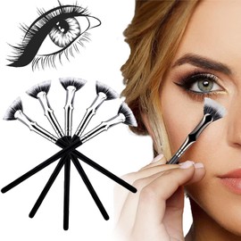 GmwyCzV Pack of 5 Angled Fan-Shaped Eyelash Brush, Foldable Wavy Eyelash Brush, Portable Folding Angle Scalloped Lash Brush, for Eyelashes, Natural Lift Effects (Black)