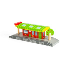 Bigjigs Rail Village Station | Kids Railway Accessories for Wooden Trains & Tracks | Toy Figures for Train Set & Town | Wood Model Platform | Educational Toddler Toys | Gifts for 3+ Year Old Children