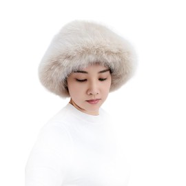 Lina & Lily Women's Winter Bucket Hat Faux Fur Fluffy (Beige)