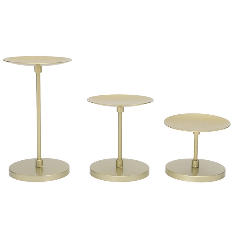 Gold Pillar Candle Holder Double Sided Use Rust Prevention Iron