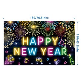 Happy New Year Banner Decorations 2025,70.8 x 43.3 Inch Extra Large Fabric Happy New Year Party Decoration Supplies 2025 Firework New Years Backdrop for NYE Decorations New Years Eve Party Supplies