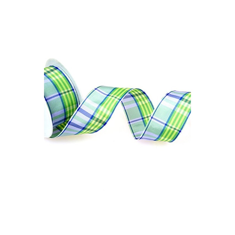 Checked Ribbon, Green/Blue – 40 mm – 13.7 m –
