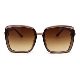 SA106 Womens Designer Fashion Rectangular Half Rim Sunglasses All Brown
