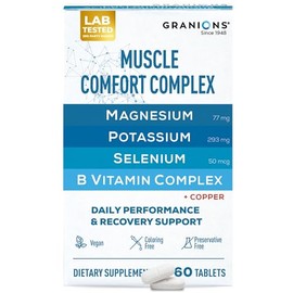 Granions Complejo de pastillas relajantes musculares magnesio, potasio, selenio, cobre y vitaminas B. Relajante suplemento diario reconfortante para  