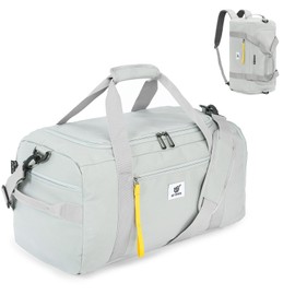 SKYSPER Men's 40L Small Travel Bag Gym Bag Sports Bag with Shoe Compartment and Wet Compartment for Gym, Sports, Travel, Swimming Pool, lightgrey, Unisex