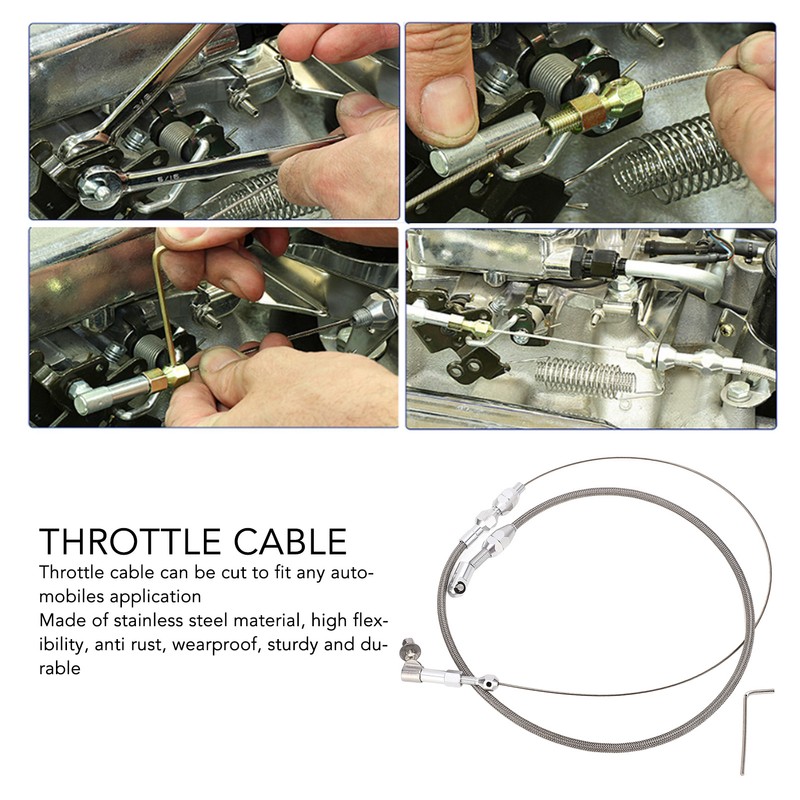 24in Throttle Cable Stainless Steel Flexible Easy Installation Throttle Wire