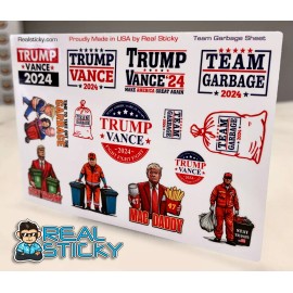 Sticky Customs 2024 Trump Vance Hard Hat Helmet Sticker Sheet USA POTUS Pack Phone Cup Decal