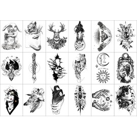 Womaha Plain Color Series A5 Temporary Tattoos for Adults Matte 18 Sheets Fake Tattoo Stickers