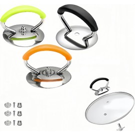 3Pcs Universal Crock Pot Lid Handle, Stainless Steel Heat Resistant Replacement Cookware Pot Lid Handgrip with Screws and Gaskets, Pan Lid Holding Handles Thickened and Enlarged (Garden Fruit)