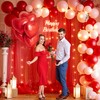 10x10ft Red Tulle Backdrop Curtain with Lights String for Parites,