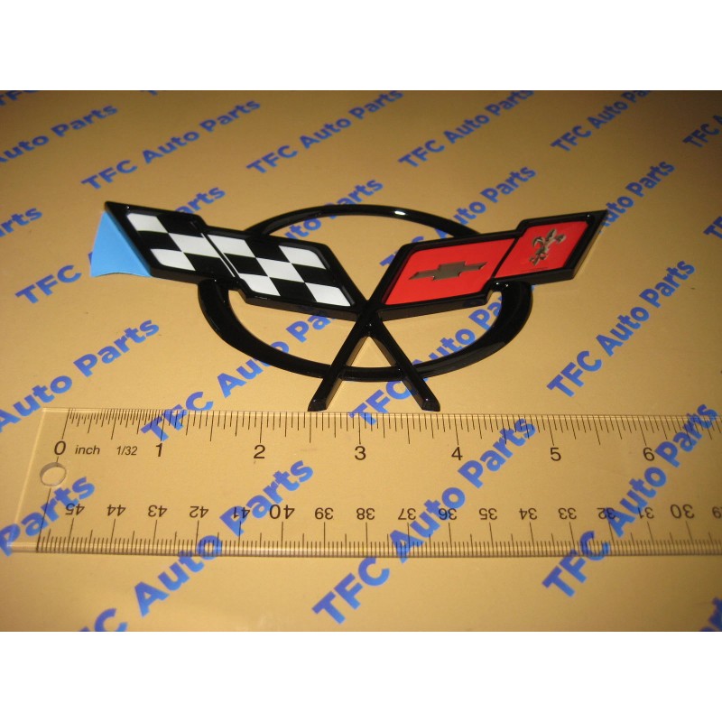 GM Chevy Corvette C5 Rear Cross Flags Emblem Factory OEM
