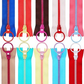 Copiel Resin Zippers 20pcs Sewing Zippers with Lifting Ring Quoit Colorful Zipper Fasteners for DIY Tailor Bag Garment Sewing Crafts 8inch 20CM