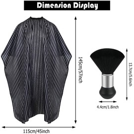 FEBSNOW Professional Hair Cutting Cape with Neck Duster Brush, FEBSNOW Salon Barber Cape, Hair Cutting Accessories (Black Stripe)