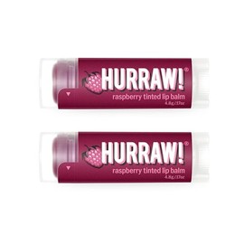 Hurraw! Bálsamo labial tintado frambuesa, 2 paquetes: orgánico, certificado vegano, sin crueldad y sin gluten. Sin OMG, ingredientes 100% naturales. Sin abeja, karité, soja y palma. Fabricado en Estados Unidos