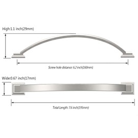 Asidrama 10 Pack 6.3 Inch(160mm) Brushed Satin Nickel Cabinet pulls Kitchen Cabinet Handles, Cabinet Pulls Kitchen Cabinet Hardware for Cupboard Drawer Pulls