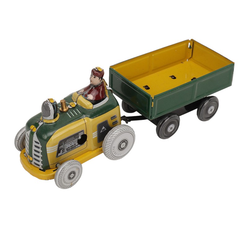 Wind Up Metal Walking Toy Tinplate Tractor Nostalgic Handmade Delicate