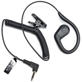 HYS Listen Only 3.5mm Ear Hook Earpiece for Shoulder Speaker Microphones, Wired in-Ear Headphones with Over Ear-Hook Earclip Running Earphones, Black, Receiving Only