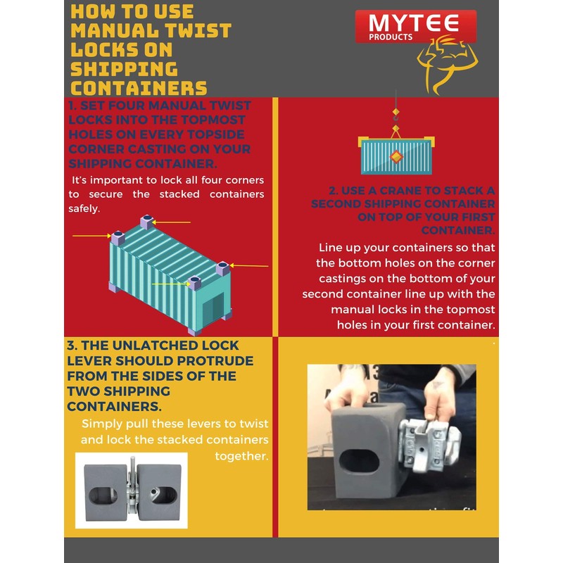 Mytee Products (2 Pack Sea Rail Shipping Container Manual Twist