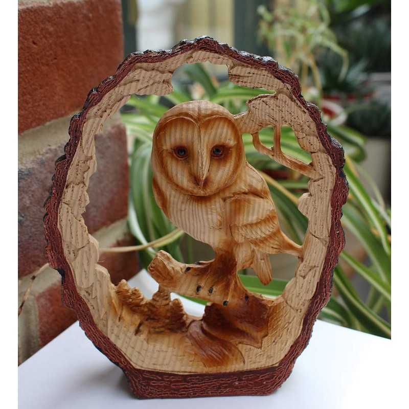 Free Standing Graceful Owl on Log Decorative Ornament