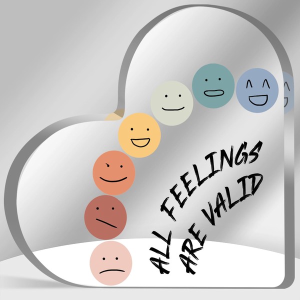 Ggjgrpx Heart-Shaped Mental Health Acrylic Sign, 4 inches x 4