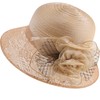 Women French Kentucky Sun-Hats Lace-Organza-Brim Derby Bowler-Straw-Hat Church Tea Party