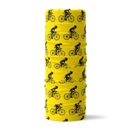 Ruffnek CYCLIST DESIGN YELLOW & BLACK Multifunctional Neck warmer Snood tube scarf, Neck gaiter, Cycling head scarf - One size for Men, Women & Children