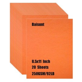 Baisunt 20 Sheets Bright Orange Cardstock Thick Blank Craft Paper for DIY Art Project, Scrapbook, Cards and Invitations Making(8.5 x 11 Inches)