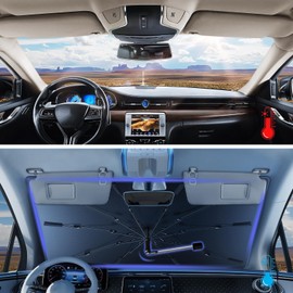 [2025 Upgrade] Windshield Sun Shade Umbrella, Scratch-Free Car Sunshade for SUVs, Foldable Automotive Interior Sun Protection | Highly UV Block Coating Auto Heat Shield Accessories(XX-Large)