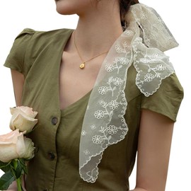 [TO DO GIRL] Women's Scarf, Lace, Summer, Lace, Scarf, Cute, Flower Pattern, Hair Band, Forest Girl, Princess Style, Hair Arrangement, Hair Accessory, Fashion Accessory, white