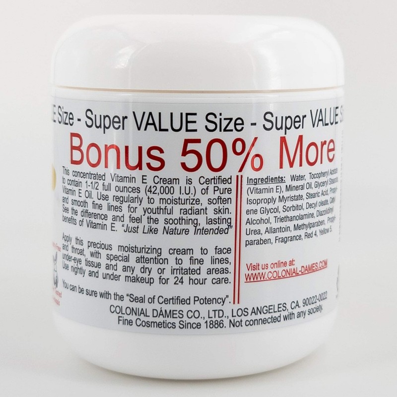 Colonial Dames Concentrated Vitamin E Moisturizing Cream 42,000 I.U. for