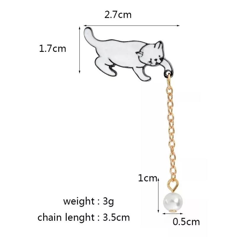Jextech 2 Pin Broche Metalico Gato Borla De Perla