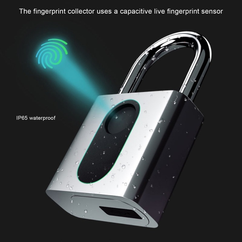 Smart Padlock Fingerprint Bluetooth APP Lock IP65 Waterproof AntiTheft for