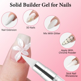 Solid Builder Gel for Nails, EBANKU 4-in-1 White Pearl & Clear Pink Molding Gel for 3D Sculpting Nail Art, 3D Builder Glue with Nail Forms, Soak Off UV LED DIY Manicure Salon Gift - 3 Colors