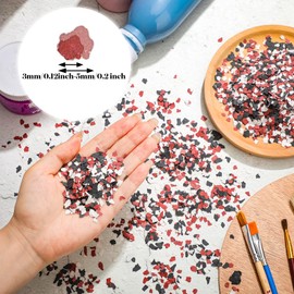 350 G/ 0.77 lb Decorative Color Chips Epoxy Flakes 3-5 mm Blend Concrete Floor Coatings Decorative Paint Flakes for Garage Floor Paint Interior Exterior Wall (Red, Black, White)